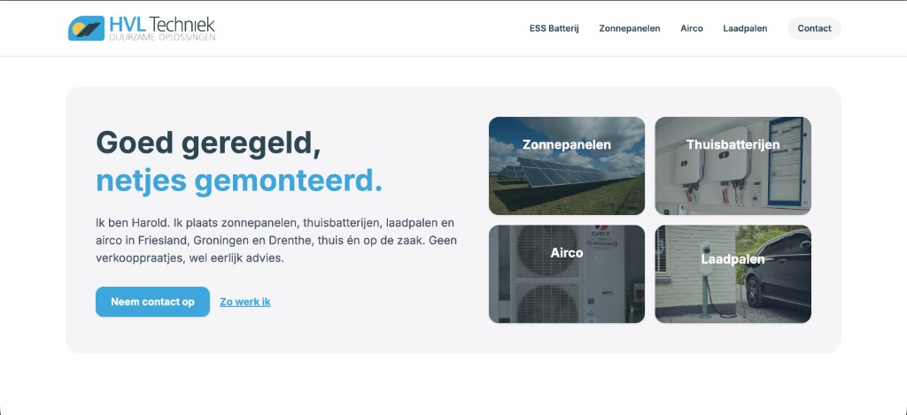Screenshot van case HVL Techniek